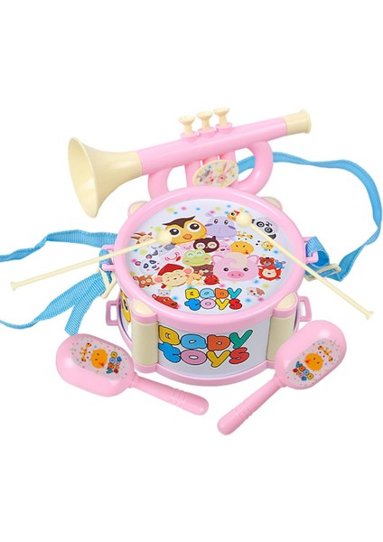 Çocuk Drum Toy Müzik Enstrüman Kiti Erken Öğrenme Eğitim Oyuncak Pembe (Yurt Dışından)