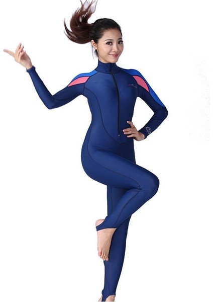 Güneş Koruyucu Uzun Kollu Sualtı Sıkı Bodysuit Dalış Kostümü Kadınlar Için Pembe (Yurt Dışından) indirimleri