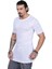 Erkek Kısa Kol Uzun Keten T-Shirt Beyaz 1