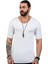 Erkek Bohem Kısa Kol Uzun T-Shirt Beyaz 1