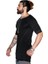 Erkek Bohem Kısa Kol Uzun T-Shirt Siyah 2
