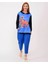 Park Moda Kadın Mavi Flamingo Kapüşonlu Sweatshirt Bluz 3