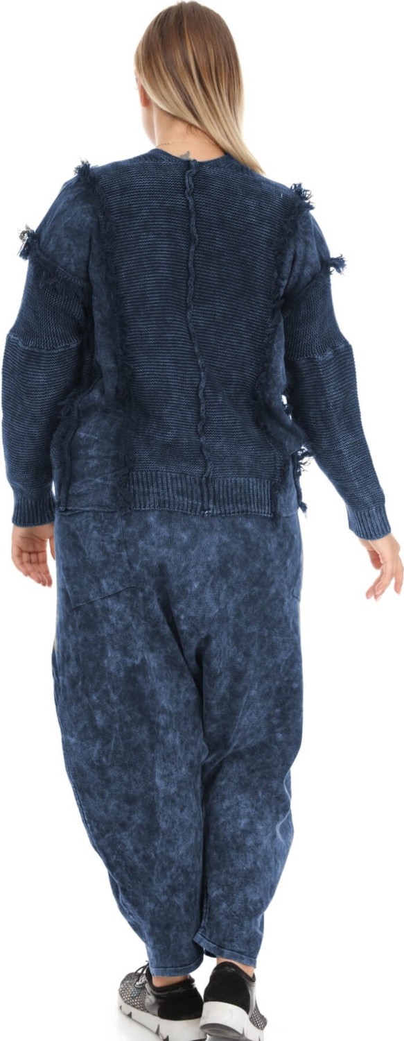 Mia Butik Büyük Beden Bohem Lacivert Hırka görsel 5