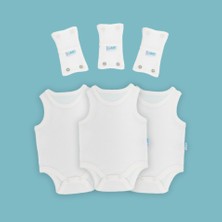 Novibaby 3'lü Bebek Atlet Body Zıbın + 3'lü Body Uzatma Aparatı Çıtçıtlı Ekru 100% Pamuk 6-9 Ay