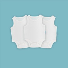 Novibaby 3'lü Bebek Atlet Body Zıbın Çıtçıtlı Ekru 100% Pamuk 6-9 Ay