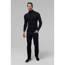 Twn Slim Fit Siyah Rib Örgü Kazak 9EC060631764M