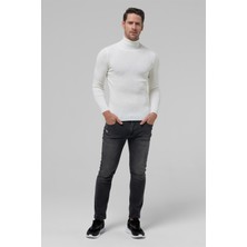 Twn Slim Fit Ekru Rib Örgü Kazak 9EC060631764M