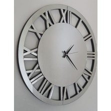 Ayna Denizi Future Roma Silver Model Gümüş Renk 70 Cm Dekoratif Aynalı Duvar Saati