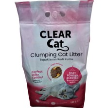 Clear Cat 1 Adet Kedi Kumu 10 Lt Bebek Putrası Kokulu Topaklanan Kedi Kumu Doğal Bentonit