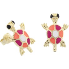 İryum Sevimli Kaplumbağa Altın Çocuk Küpe