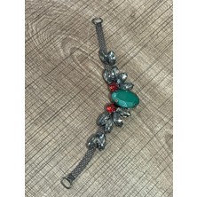 Gönülden Tasarım 18X3 cm Metal Tasarım Zümrüt Taş ve Kırmızı Taş Işleme Giyim Aksesuarı Dikiş