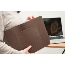 Gillario Hakiki Deri Kahve El Yapımı Dosyalık Laptop - Macbook Kılıf - Mouse Pad GK01