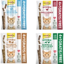 Gımcat Kedi Ödül Çubuğu Stıcks Somon Morina + Kümes Hay. + Hindi Tavşan + Kuzu Tavuk 25 Gr*4 Paket (100GR))