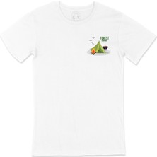 Cix Forest Camping Cep Logo Tasarımlı Beyaz Tişört