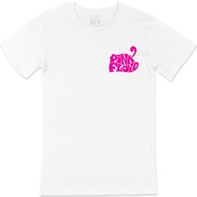 Cix Pembe Pink Floyd Cep Logo Tasarımlı Beyaz Tişört