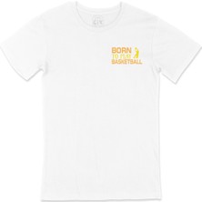 Cix Born To Play Basketball Cep Logo Tasarımlı Beyaz Tişört