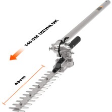 Worx WA0220 WG186E.1 ile Uyumlu 43CM Teleskobik Uzatmalı Açı Ayarlı Çit Budama Başlığı