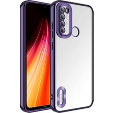 MTK Moveteck Xiaomi Redmi Note 8 Kılıf Kamera Lens Korumalı Parlak Renkli Logosu Açık Derin Mor Şeffaf