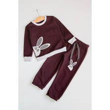 The Red Kids Regular Fit Tavşan Desenli Bisiklet Yaka Sweatshirt Eşofman Alt Takımı