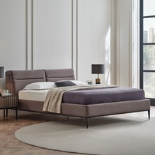 Enza Home Riga Modern Klasik Çift Kişilik Başlıklı Karyola - Gri