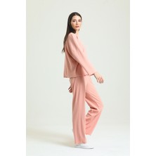 ALV Fashion Kayık Yaka Fitilli Pijama Takımı