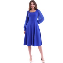 Rokka Moda Yuvarlak Yaka Midi Elbise