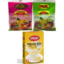 Orçel Muzlusüt 200 gr + Orçel Kivi 300 gr + Orçel Kuşburnu 300 gr Aromalı İçecek Tozu Oralet Çay