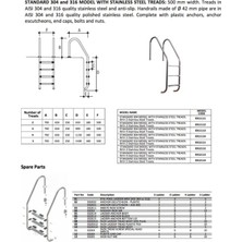 Standart 304 Model Paslanmaz Çelik 3 Basamaklı Havuz Merdiveni