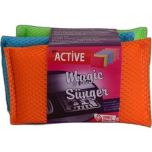 Active Magic Renkli Sünger Temizlik Mutfak Bulaşık Süngeri Karışık Renk 3 Lü Eko Paket