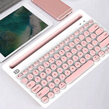 Bestnify Tablet Android Pc Pink Için Çok Avantı Bluetooth Klavye Mini