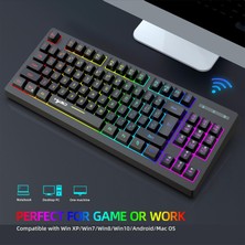 Bestnify 87 Keys Kablosuz Klavye Kompakt Rgb Arka Işığı Siyah(Yurt Dışından)