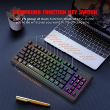 Bestnify 87 Keys Kablosuz Klavye Kompakt Rgb Arka Işığı Siyah(Yurt Dışından)