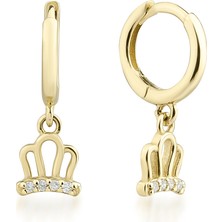 Kairos Jewelry 14 Ayar Altın Taşlı Taç Halka Küpe KRS-K15-14GEZ