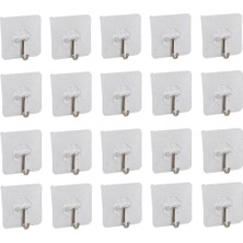 3b Trend 20 Adet Kendinden Yapışkanlı Şeffaf Metal Kancalı Askı