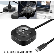 4 Bağlantı Noktası USB Hub Multiport Splitter Adaptör Adaptör Genişleme Pc Dizüstü Bilgisayar Masaüstü.0 Siyah 0.2m