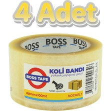 Boss Tape 4 Adet Şeffaf 60MMX100M Koli Bandı