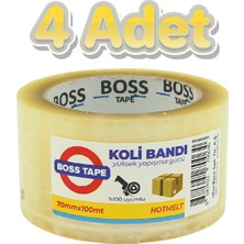 Boss Tape 4 Adet Şeffaf 70MMX100M Koli Bandı