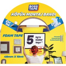 Boss Tape Çift Taraflı Beyaz Köpük Aksesuar Montaj Bandı En:48mm Boy:10mt