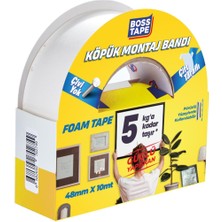 Boss Tape Çift Taraflı Beyaz Köpük Aksesuar Montaj Bandı En:48mm Boy:10mt