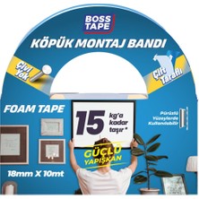 Boss Tape Çift Taraflı Köpük Aksesuar Montaj Bandı 18MMX10M