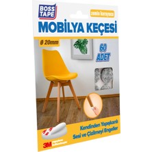 Boss Tape 3M Yapışkanlı 60 Adet 20MM Gri Mobilya Sandalye Masa Ayağı Keçesi