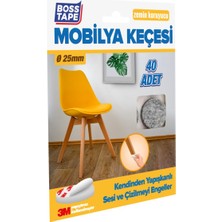 Boss Tape 3M Yapışkanlı 40 Adet 25MM Gri Mobilya Sandalye Masa Ayağı Keçesi