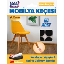 Boss Tape 3M Yapışkanlı 60 Adet 20MM Siyah Mobilya Sandalye Masa Ayağı Keçesi