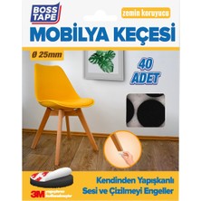 Boss Tape 3M Yapışkanlı 40 Adet 25MM Siyah Mobilya Sandalye Masa Ayağı Keçesi