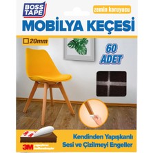 Boss Tape 3M Yapışkanlı 60 Adet 20 mm Kahverengi Mobilya Sandalye Masa Ayağı Keçesi