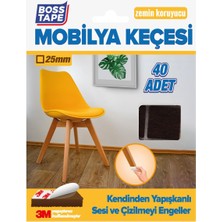 Boss Tape 3M Yapışkanlı 40 Adet 25MM Kare Kahverengi Mobilya Sandalye Masa Ayağı Keçesi