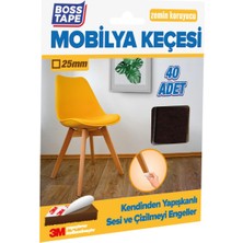 Boss Tape 3M Yapışkanlı 40 Adet 25MM Kare Kahverengi Mobilya Sandalye Masa Ayağı Keçesi