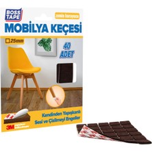 Boss Tape 3M Yapışkanlı 40 Adet 25MM Kare Kahverengi Mobilya Sandalye Masa Ayağı Keçesi