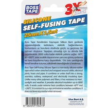 Boss Tape Silikon Kaynayan Kendi Üzerine Yapışan Suya Dayanıklı En:25mm Boy:1,5mt Şeffaf