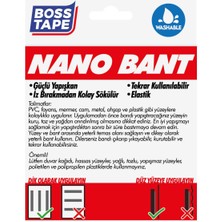 Boss Tape Nano Bant 3 Metre Çok Güçlü Çift Taraflı Şeffaf Yıkanabilir En:19mm